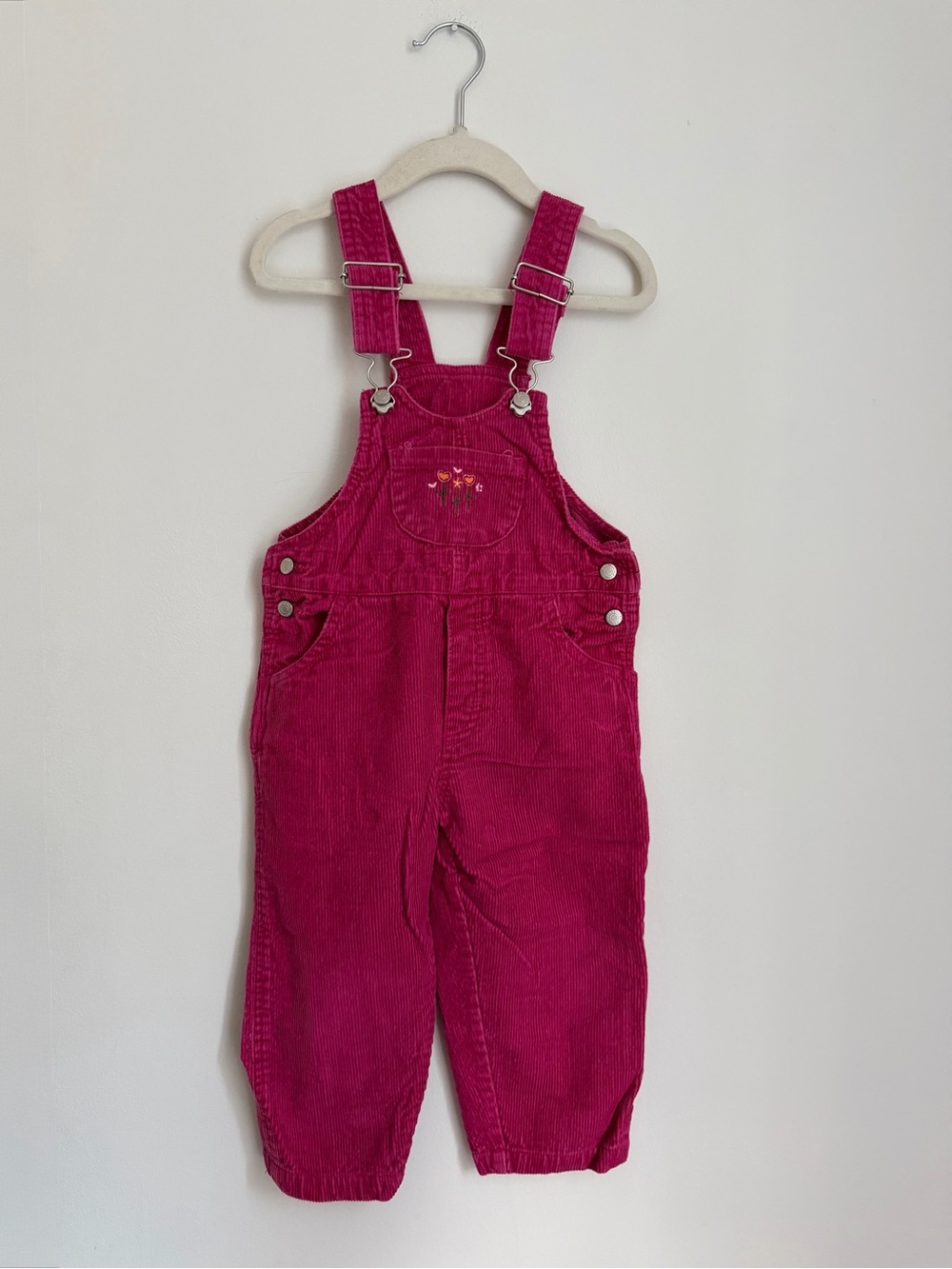 Vintage Ragscals Corduroy Overalls with Floral Embroidery (Size 2)